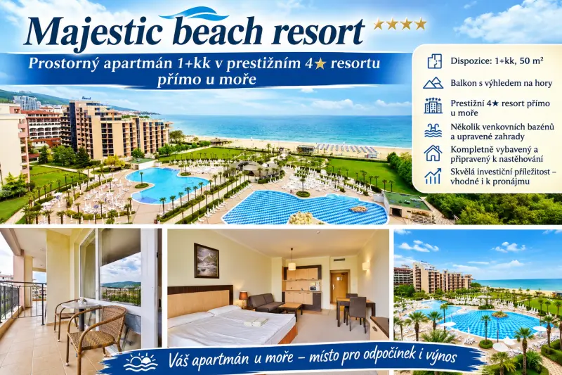 Majestic beach resort, prostorný apartmán 1+kk v prestižním 4, resortu přímo u moře – foto 4
