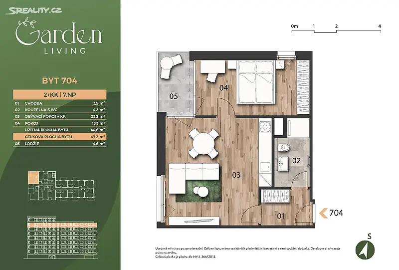 Predaj bytu 2+kk, 47 m² – Praha 9, Černý most, novostavba garden Living – foto 8